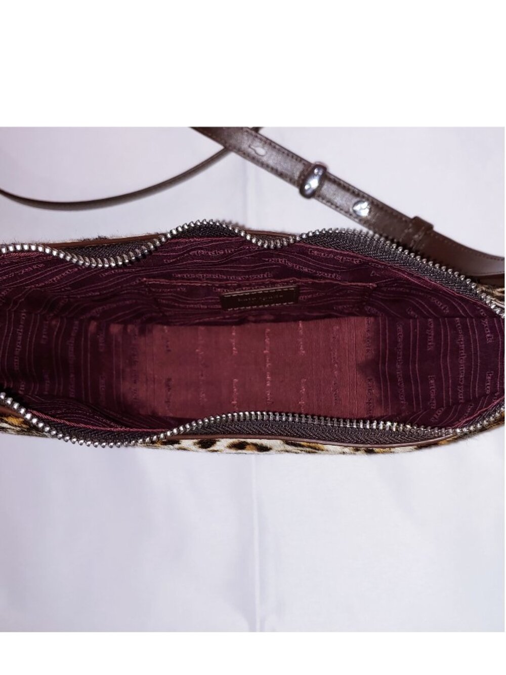 NEW Kate Spade Duo Bag in Leopard Haircalf Crossbody w/ Dark Brown leather trim - Picture 15 of 16